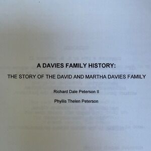 Davies Family History Book‎ Genealogy David Martha 1995 Peterson